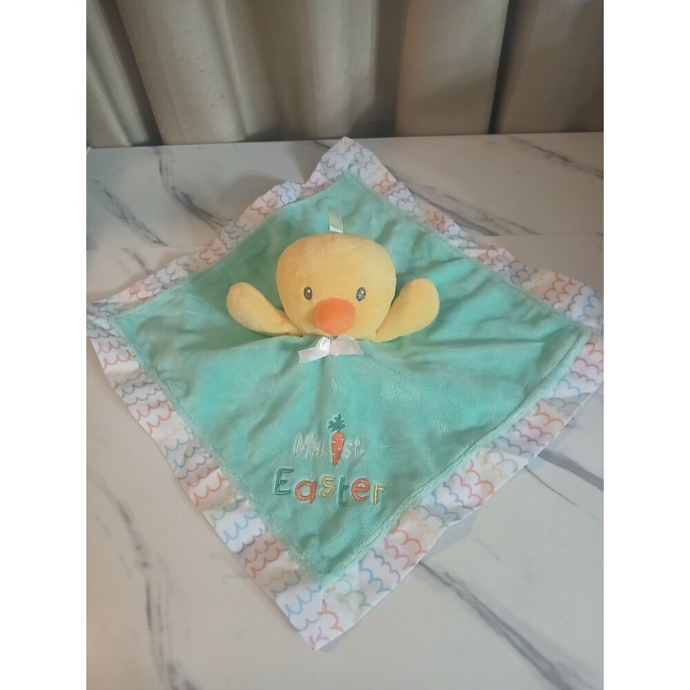 Magic Years My First Easter Yellow Duck Baby Rattle Lovey Security Blanket Plush